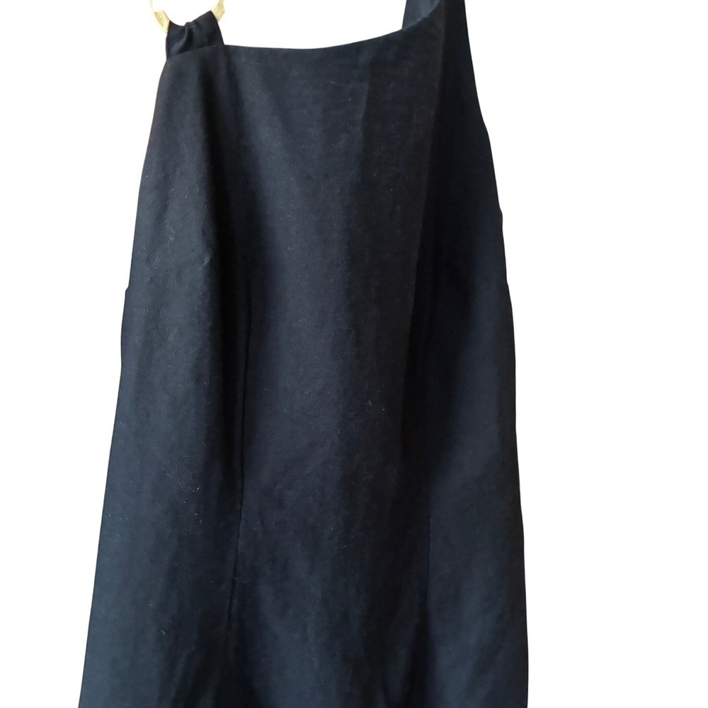 Future Collective Halter Sheath Dress Sz 6 Black Gold Abstract Ring Linen Blend - Picture 4 of 9